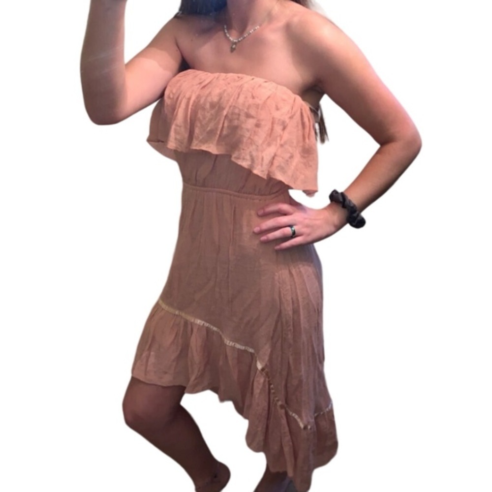 Ya Los Angeles Light Pink High-Low Strapless Dress